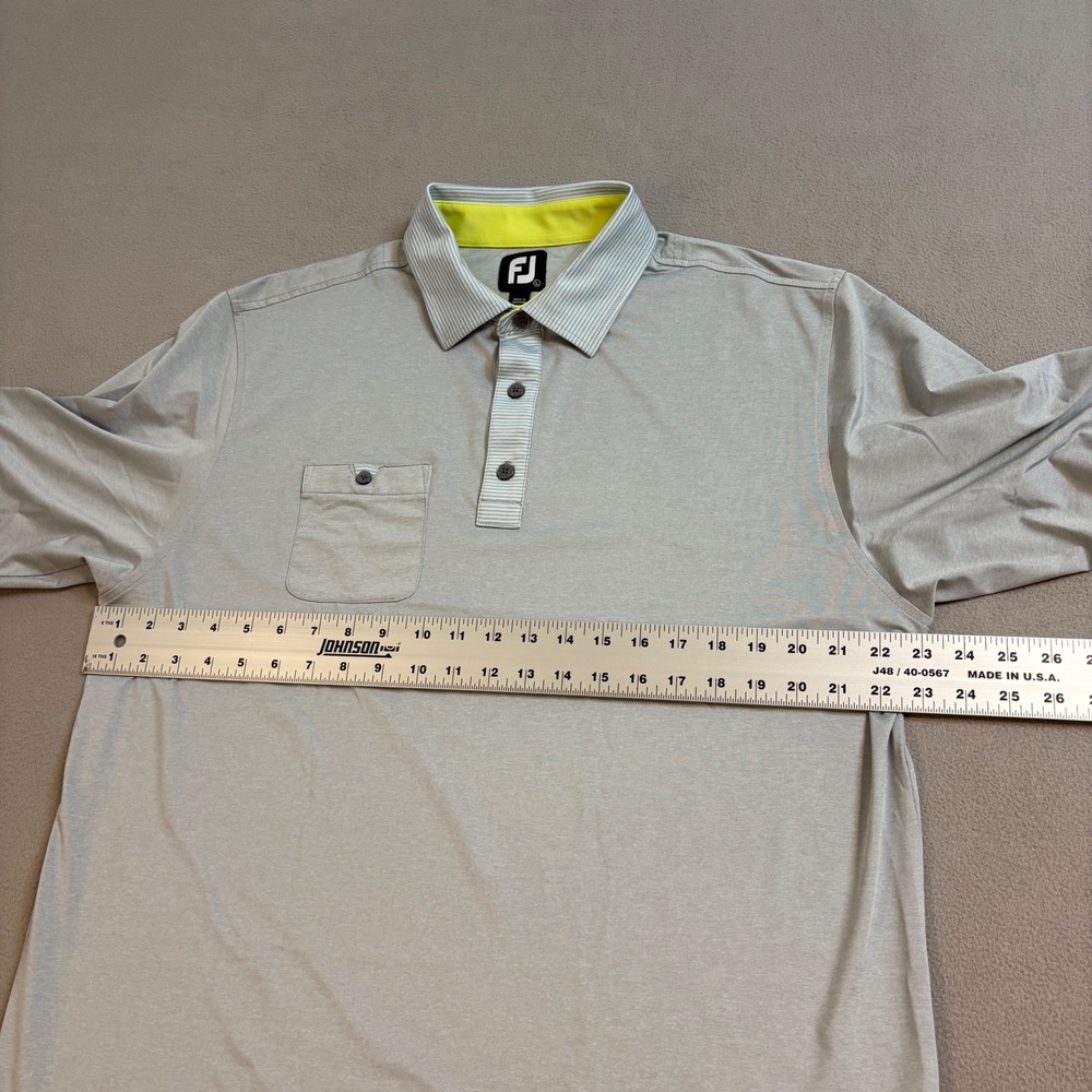 FootJoy Mens Grey Prairie View Golf Club Performance Polo Shirt Large Striped - Picture 8 of 10